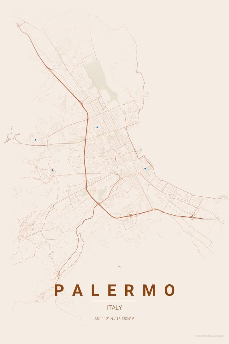Palermo Terracotta map poster preview