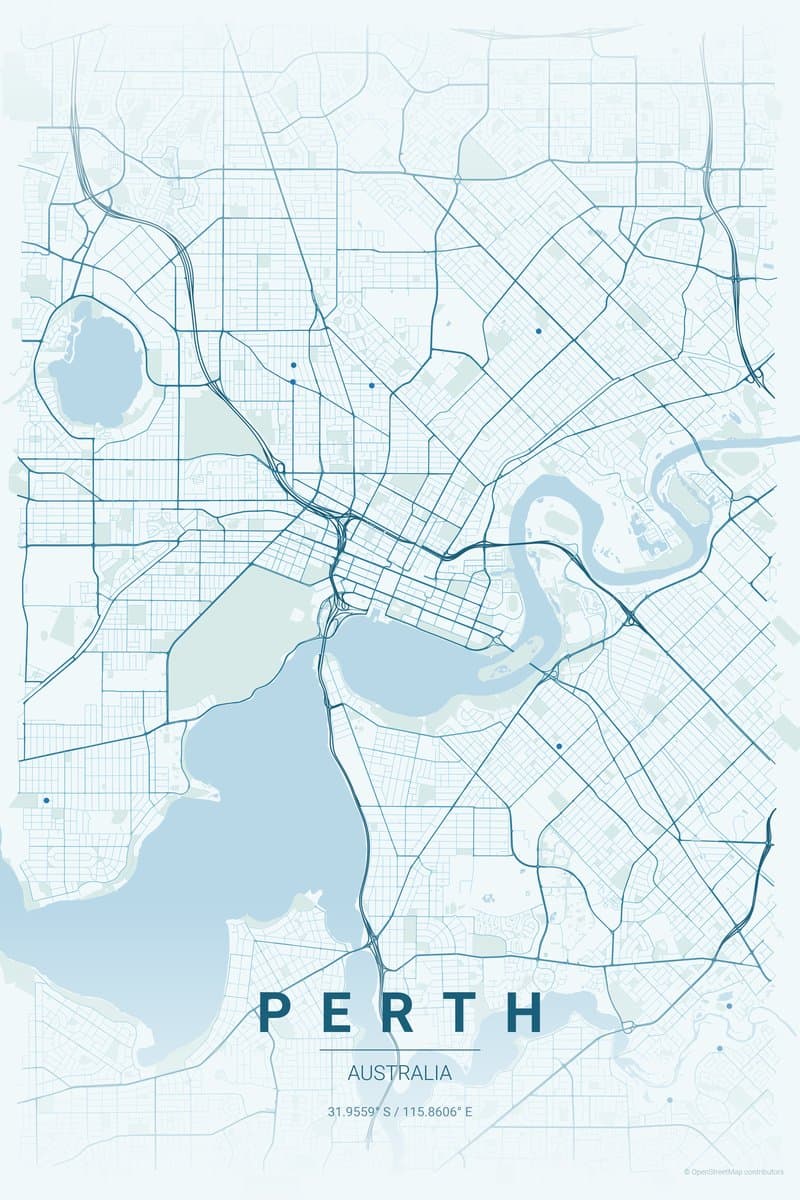 Perth Ocean map poster preview