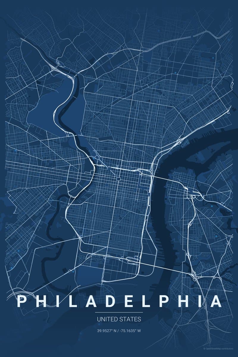 Philadelphia Blueprint map poster preview