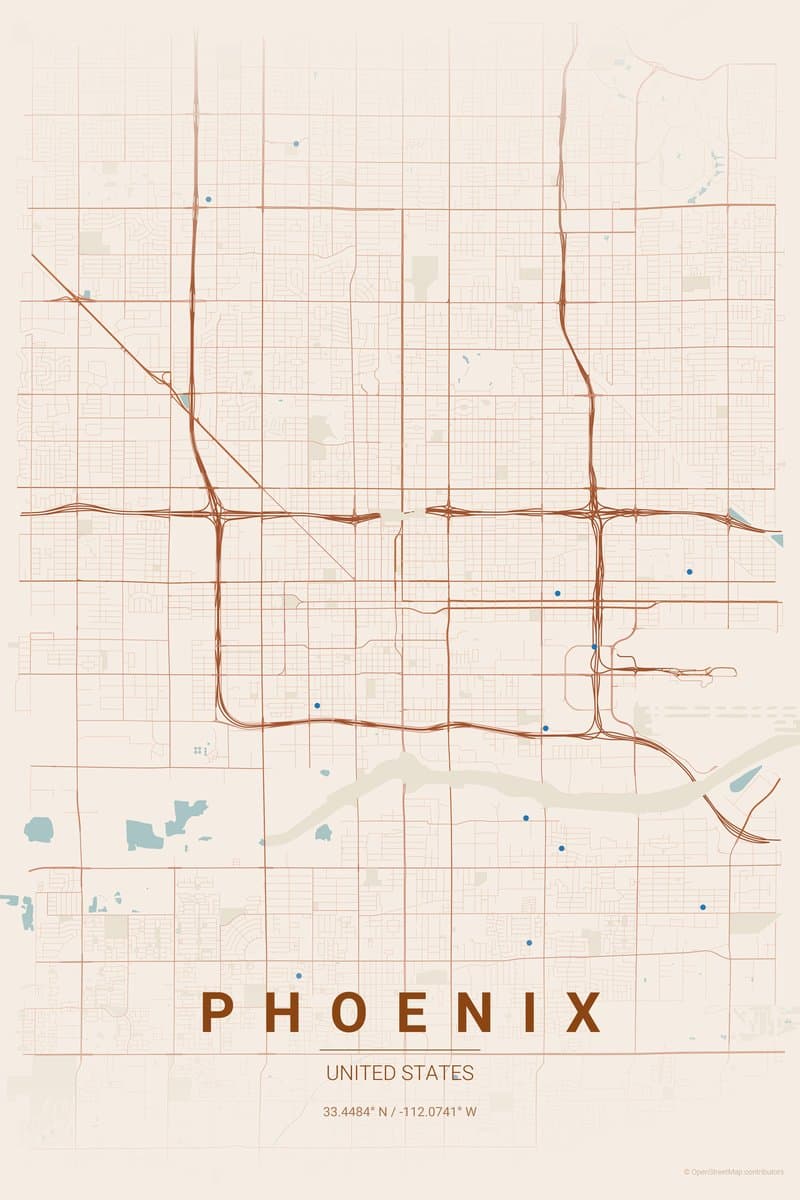 Phoenix Terracotta map poster preview