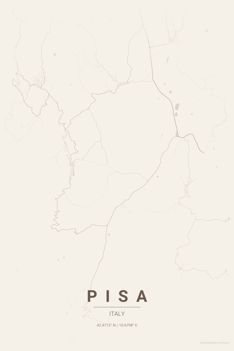 Pisa Warm beige map poster preview