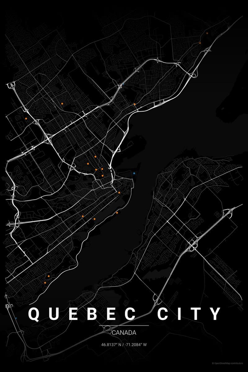 Quebec City Noir map poster preview