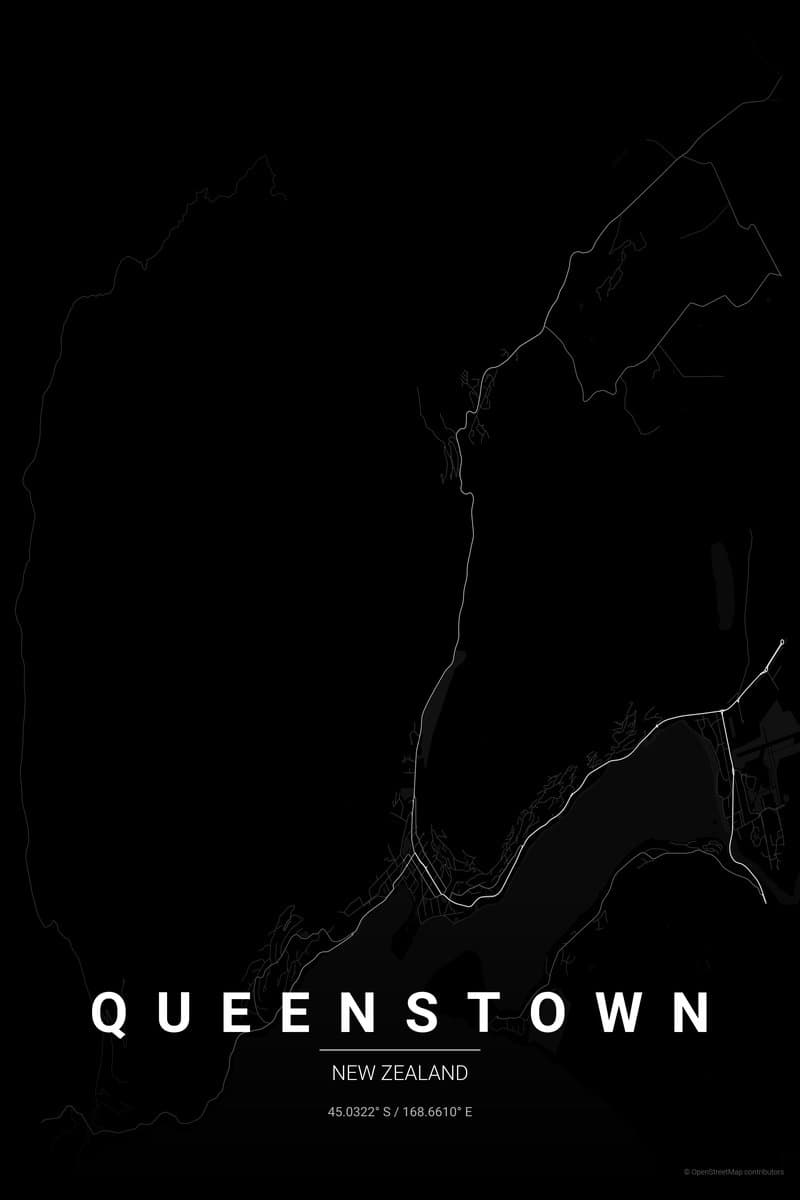 Queenstown Noir map poster preview