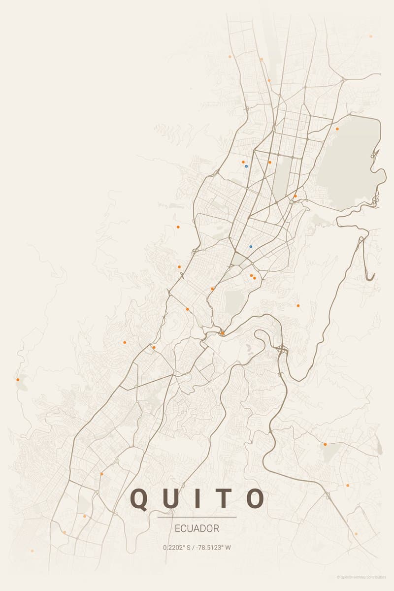 Quito Warm beige map poster preview