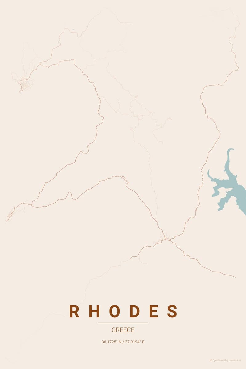 Rhodes Terracotta map poster preview