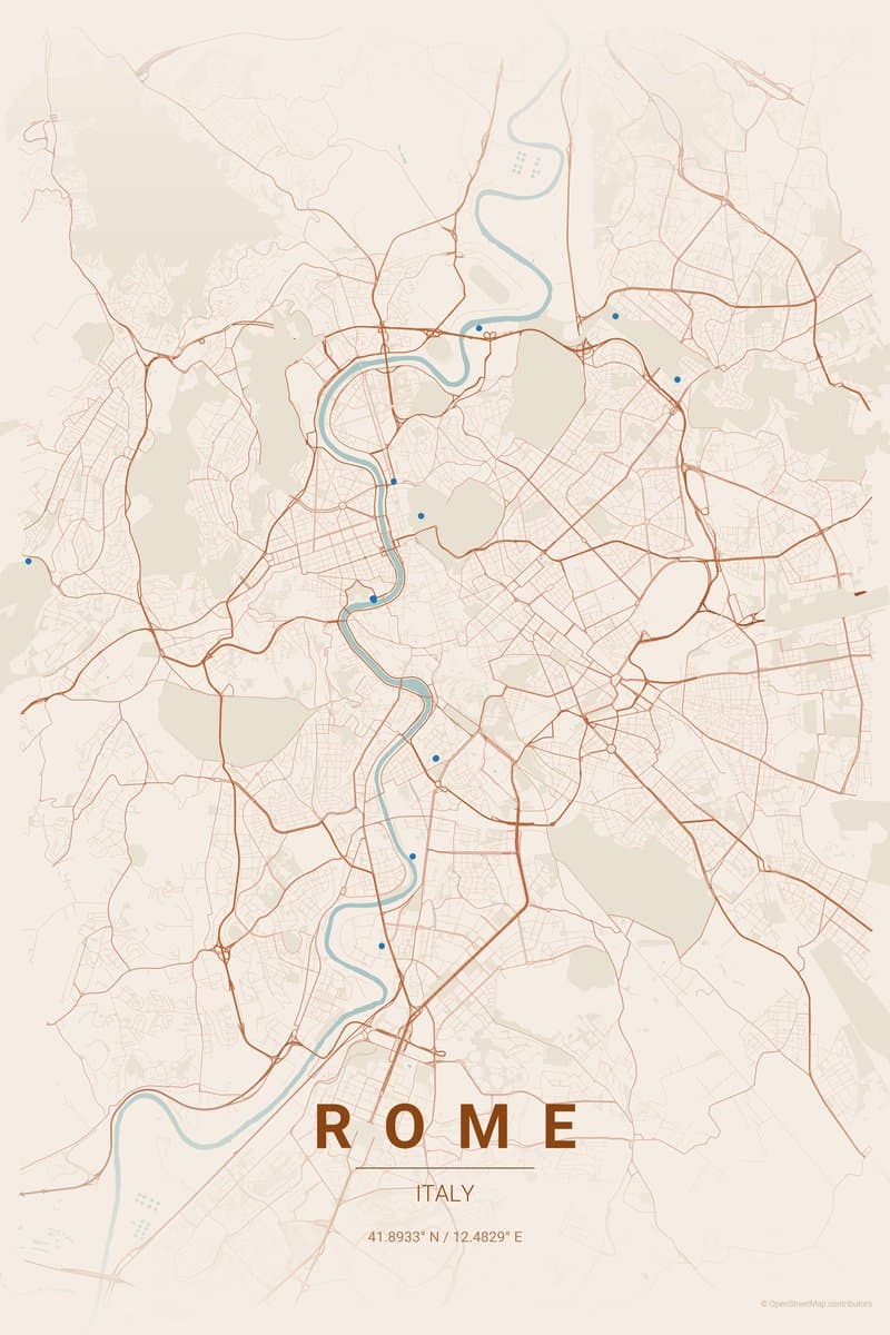 Rome Terracotta map poster preview