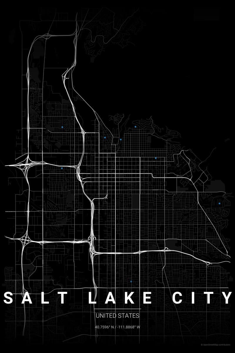 Salt Lake City Noir map poster preview