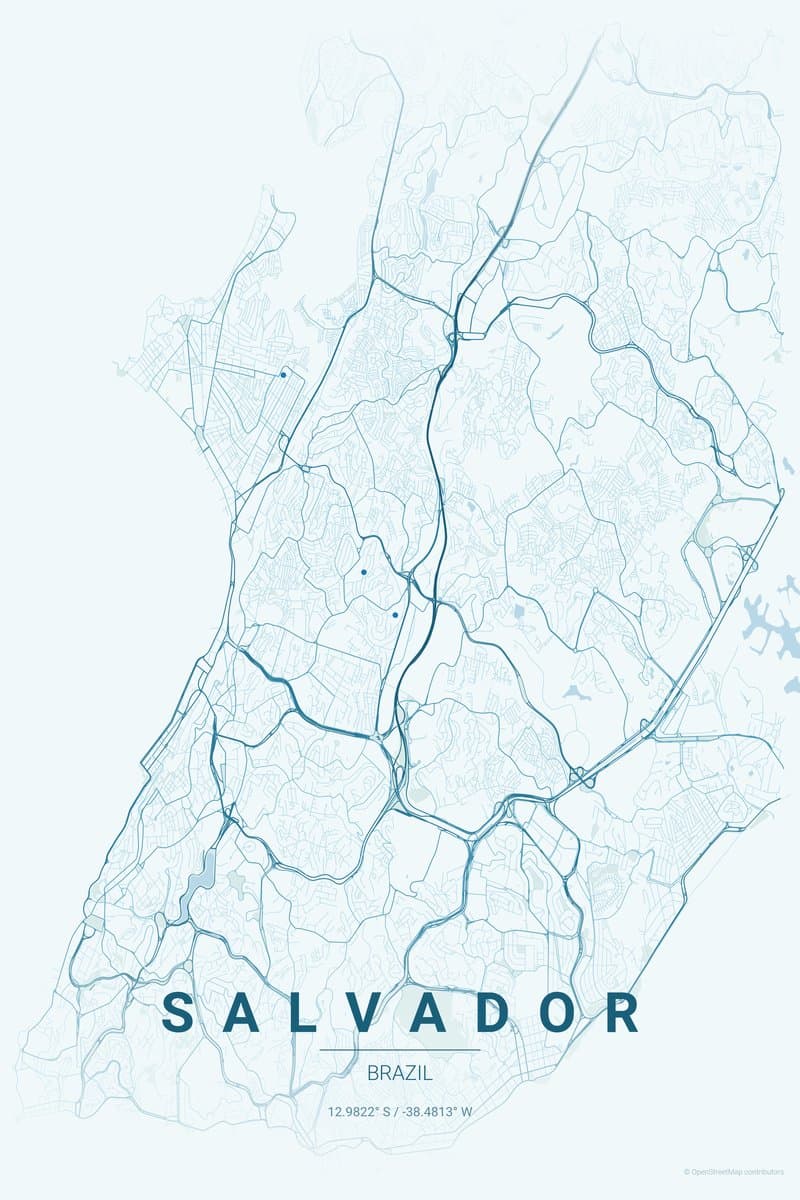Salvador Ocean map poster preview
