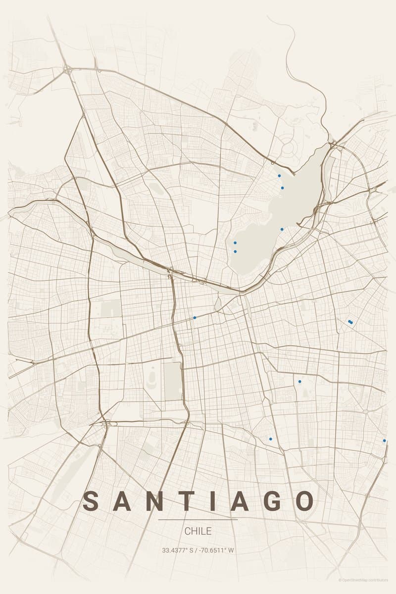 Santiago Warm beige map poster preview