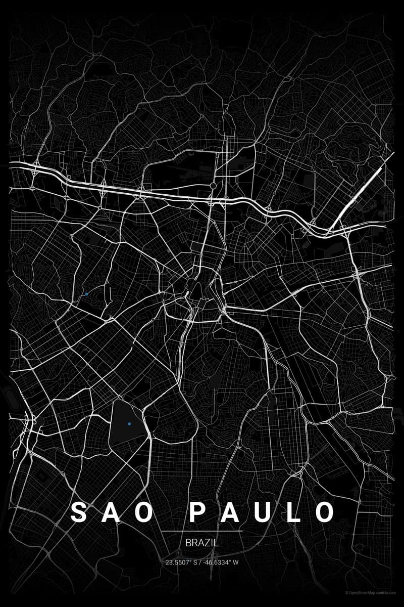 Sao Paulo Noir map poster preview