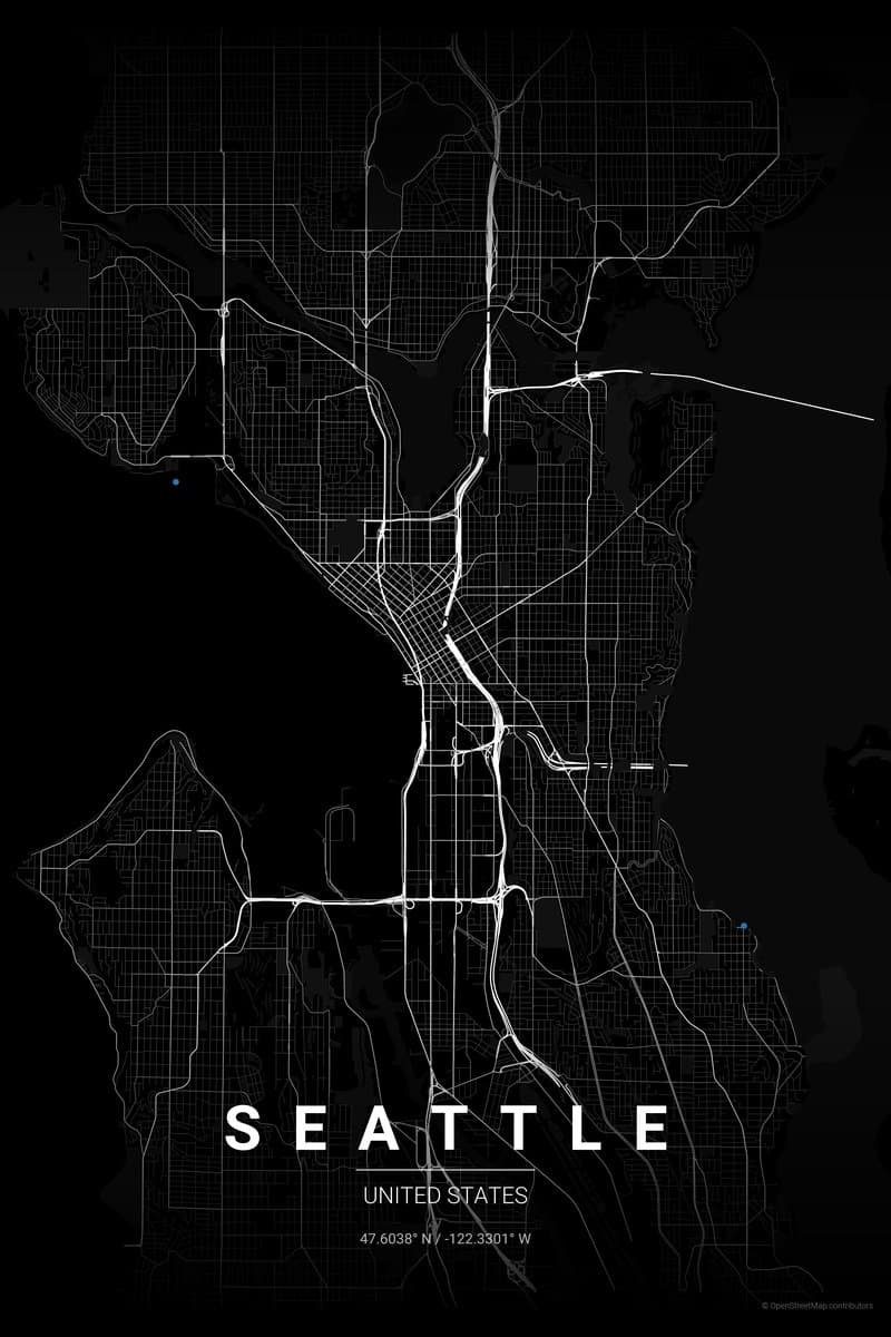 Seattle Noir map poster preview