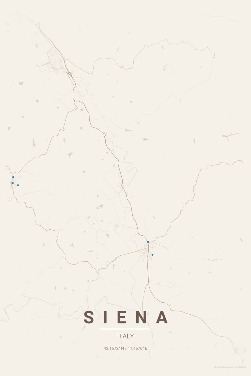 Siena Warm beige map poster preview