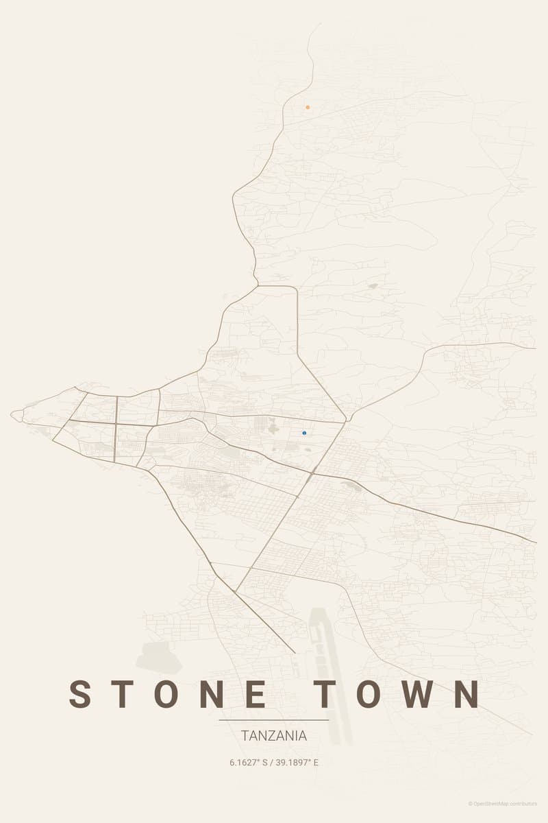 Stone Town Warm beige map poster preview