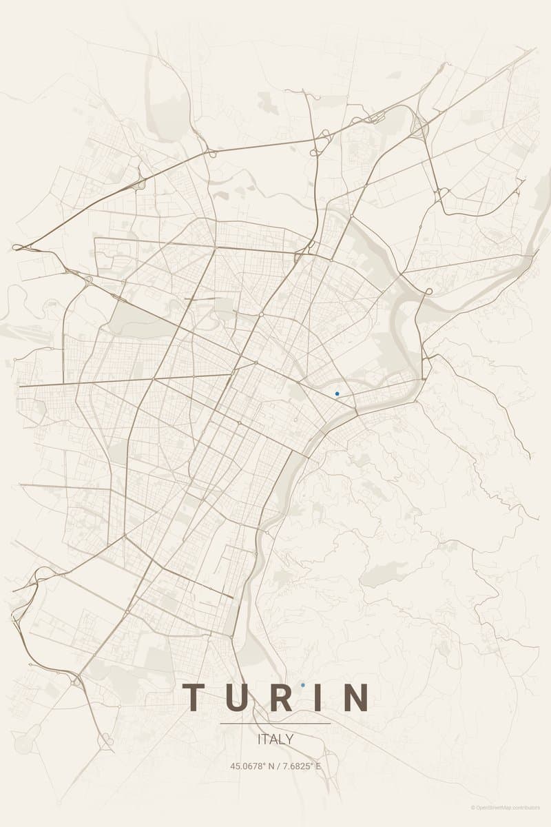 Turin Warm beige map poster preview