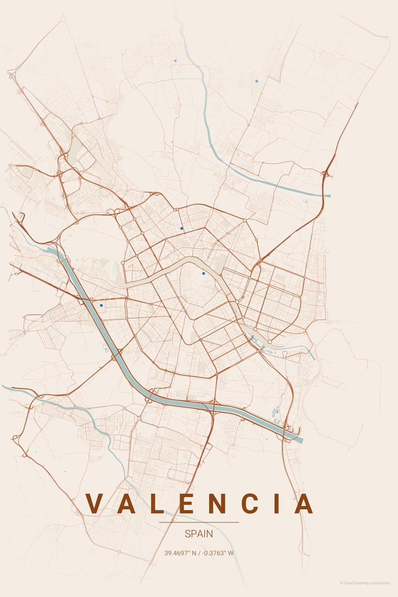 Valencia Terracotta map poster preview