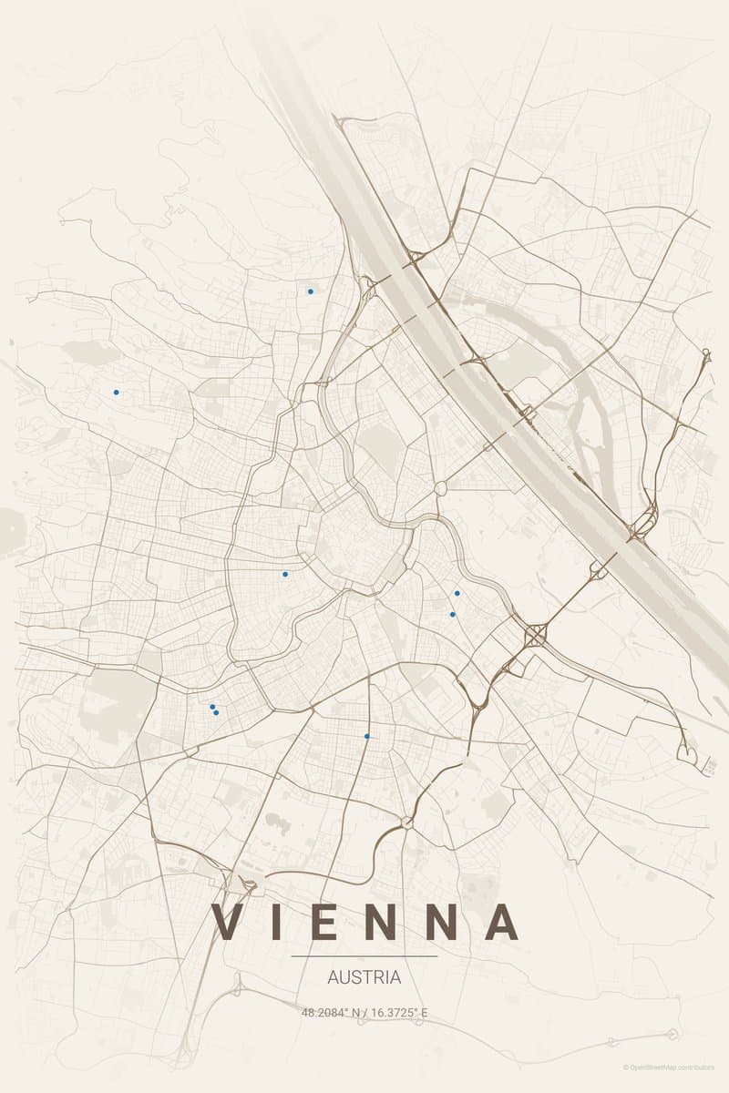 Vienna Warm beige map poster preview
