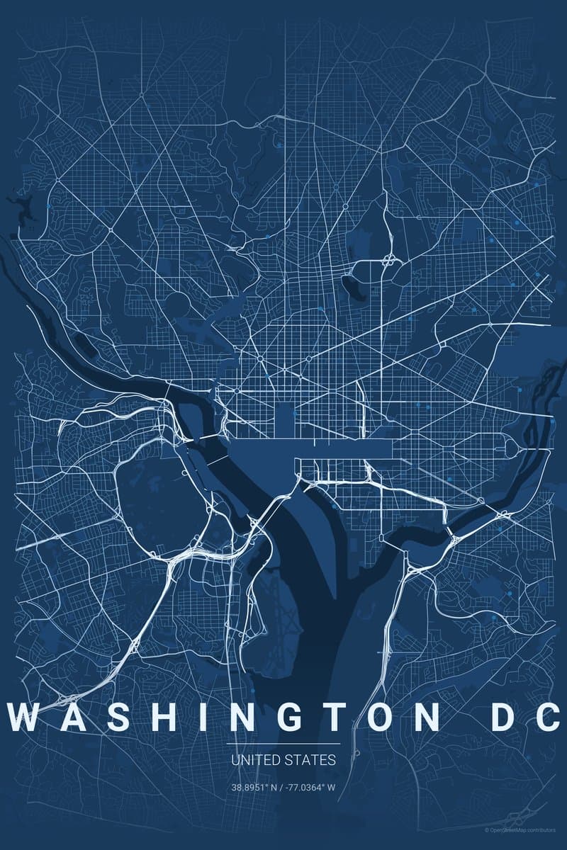 Washington DC Blueprint map poster preview