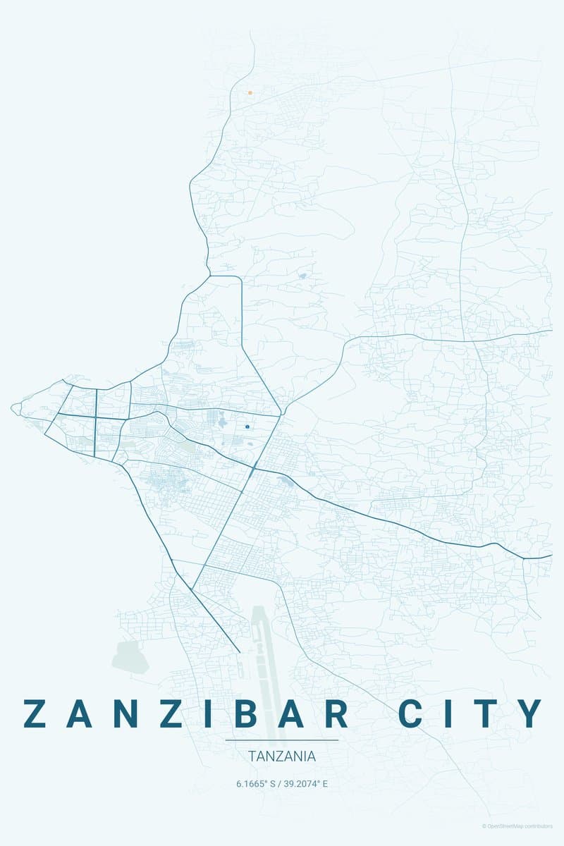 Zanzibar City Ocean map poster preview
