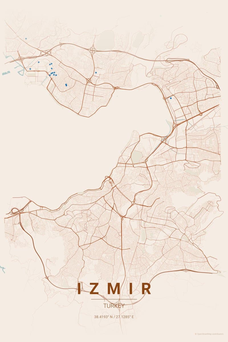 Izmir Terracotta map poster preview