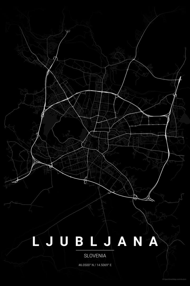 Ljubljana Noir map poster preview