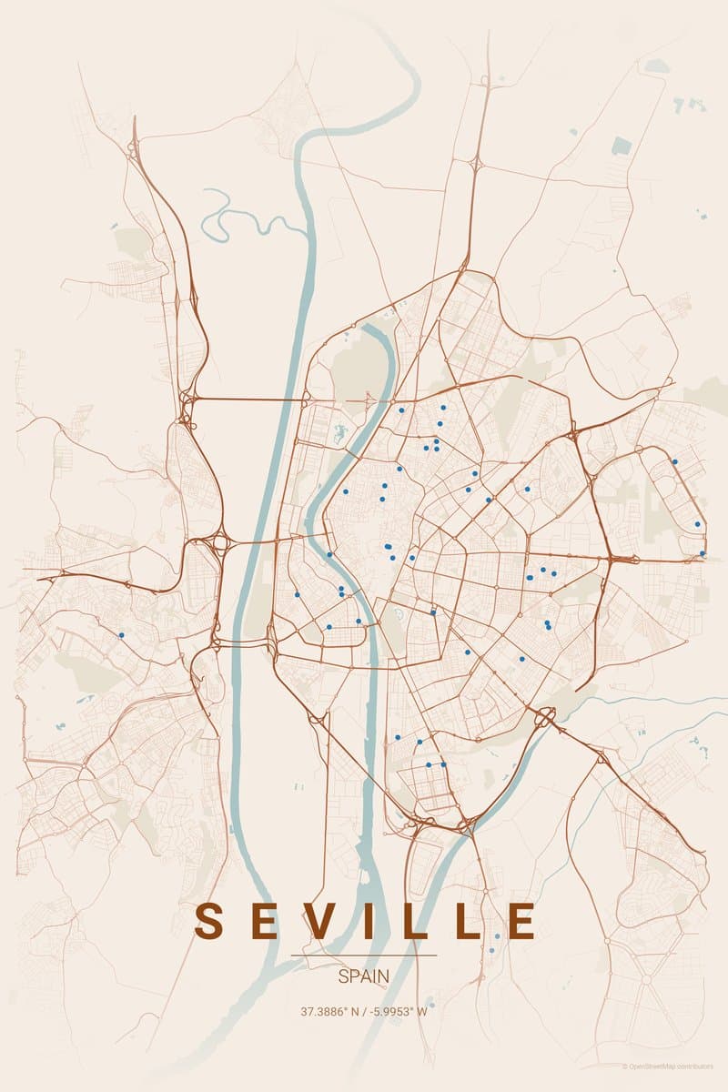Seville Terracotta map poster preview