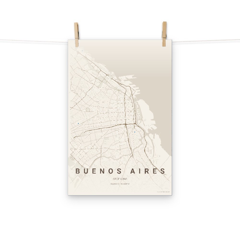 Buenos Aires warm beige map poster