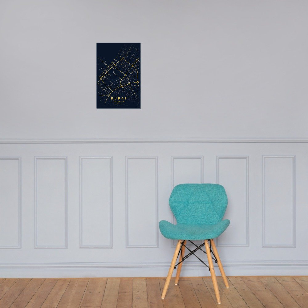 Dubai midnight blue map poster