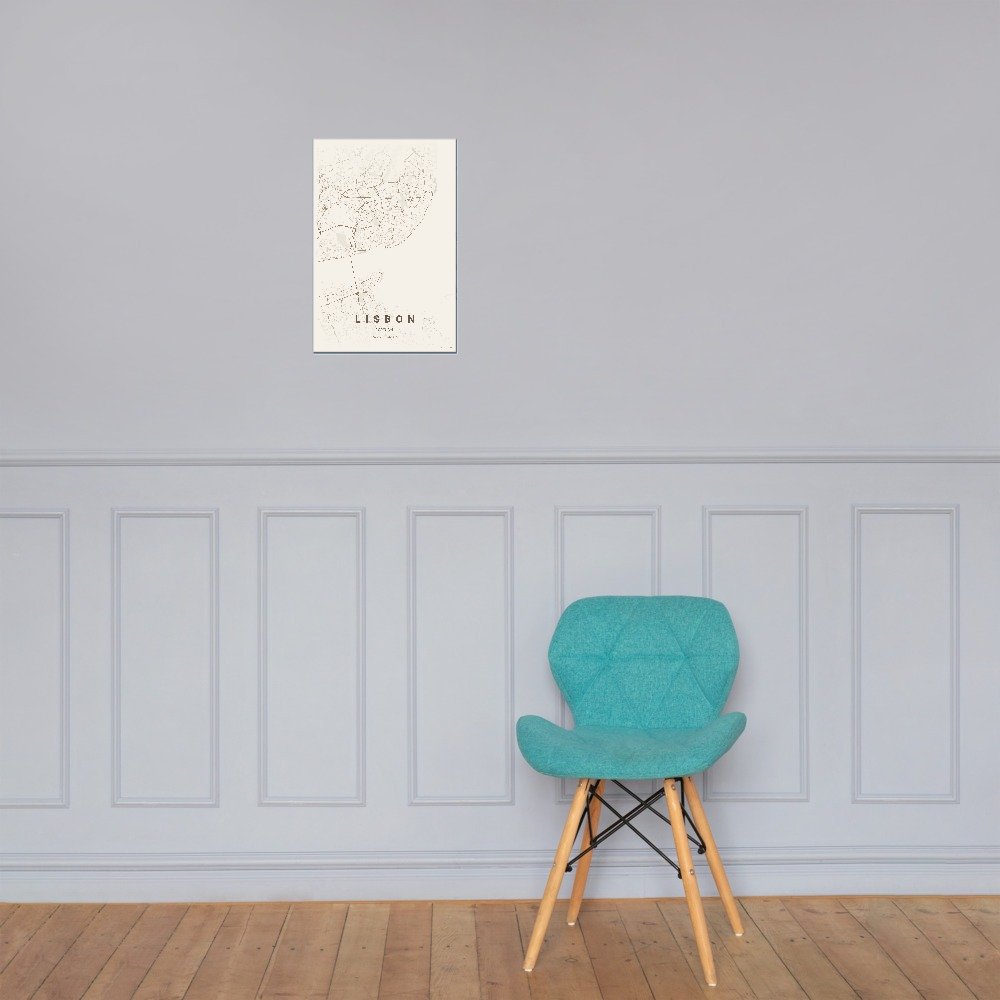 Lisbon warm beige map poster