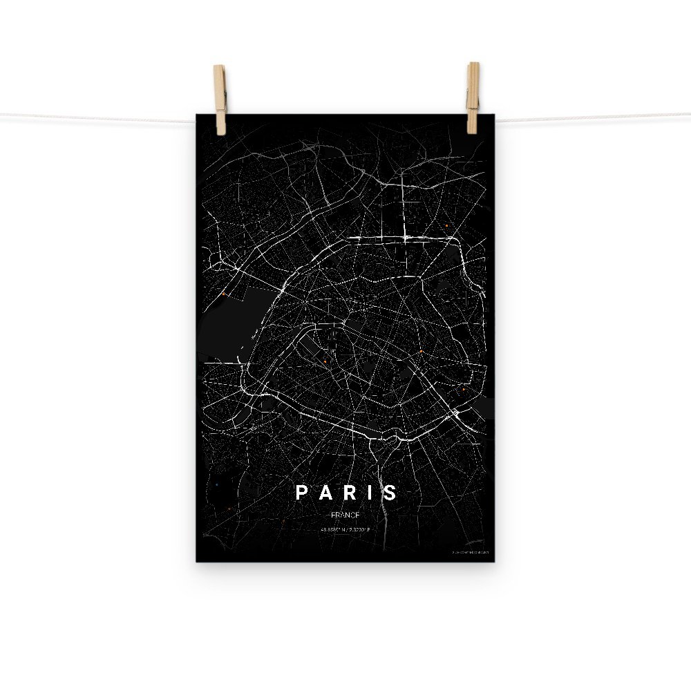 Paris noir map poster