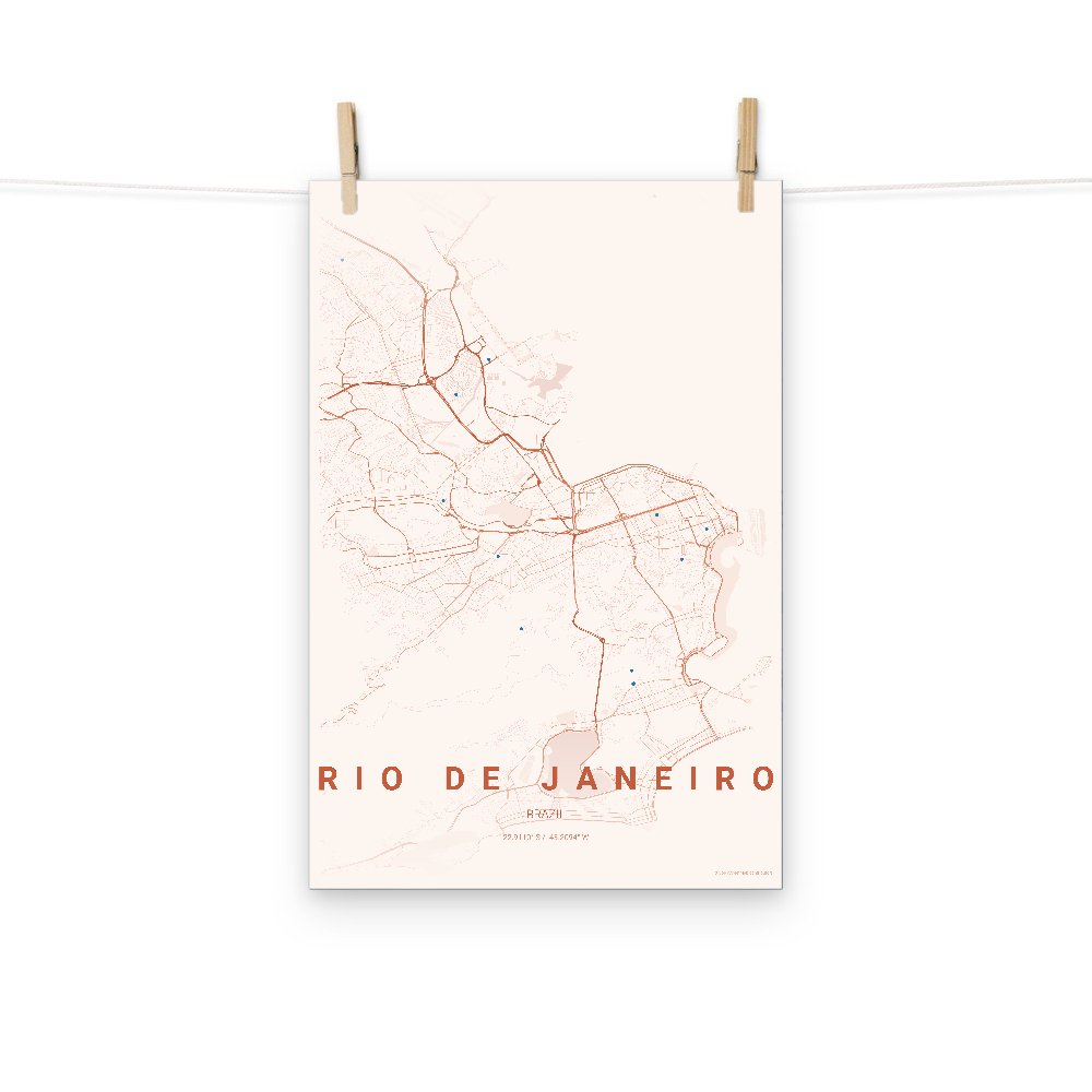 Rio de Janeiro sunset map poster