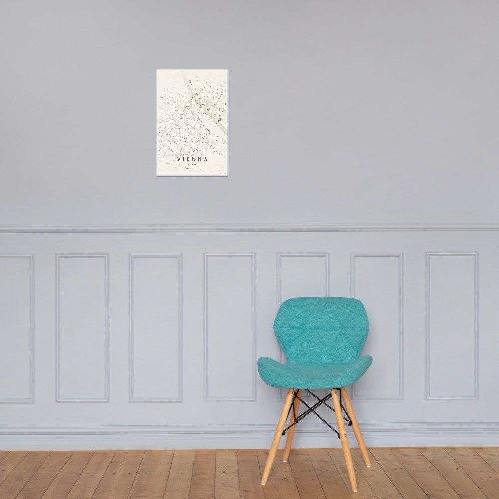 Vienna warm beige map poster