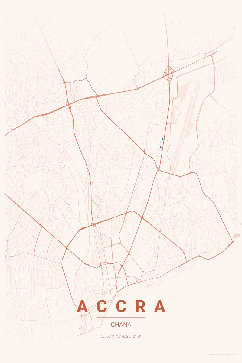 Accra Sunset map poster — print