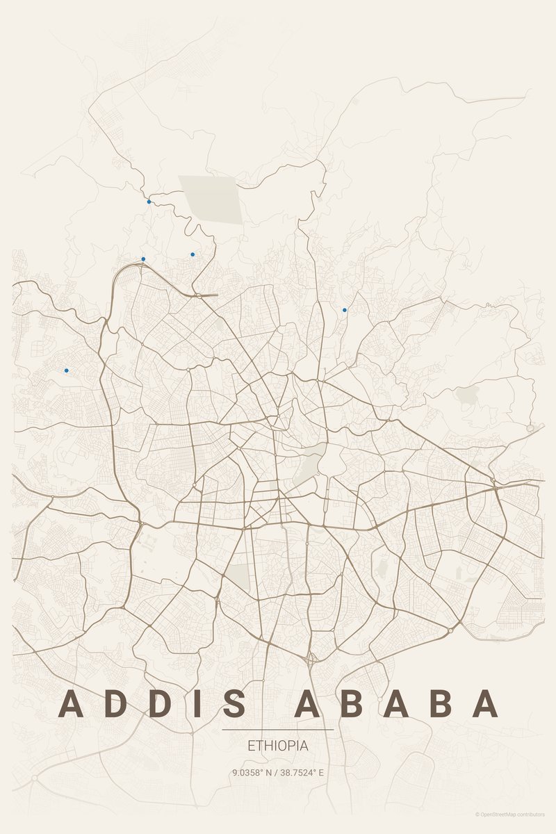 Addis Ababa Linen map poster — print