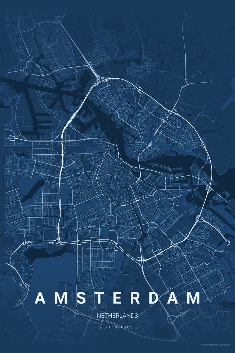 Amsterdam Blueprint map poster — print