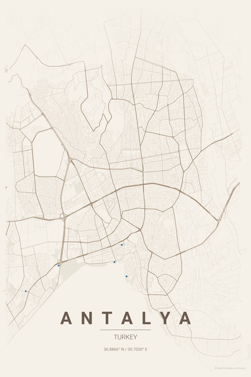 Antalya Linen map poster — print
