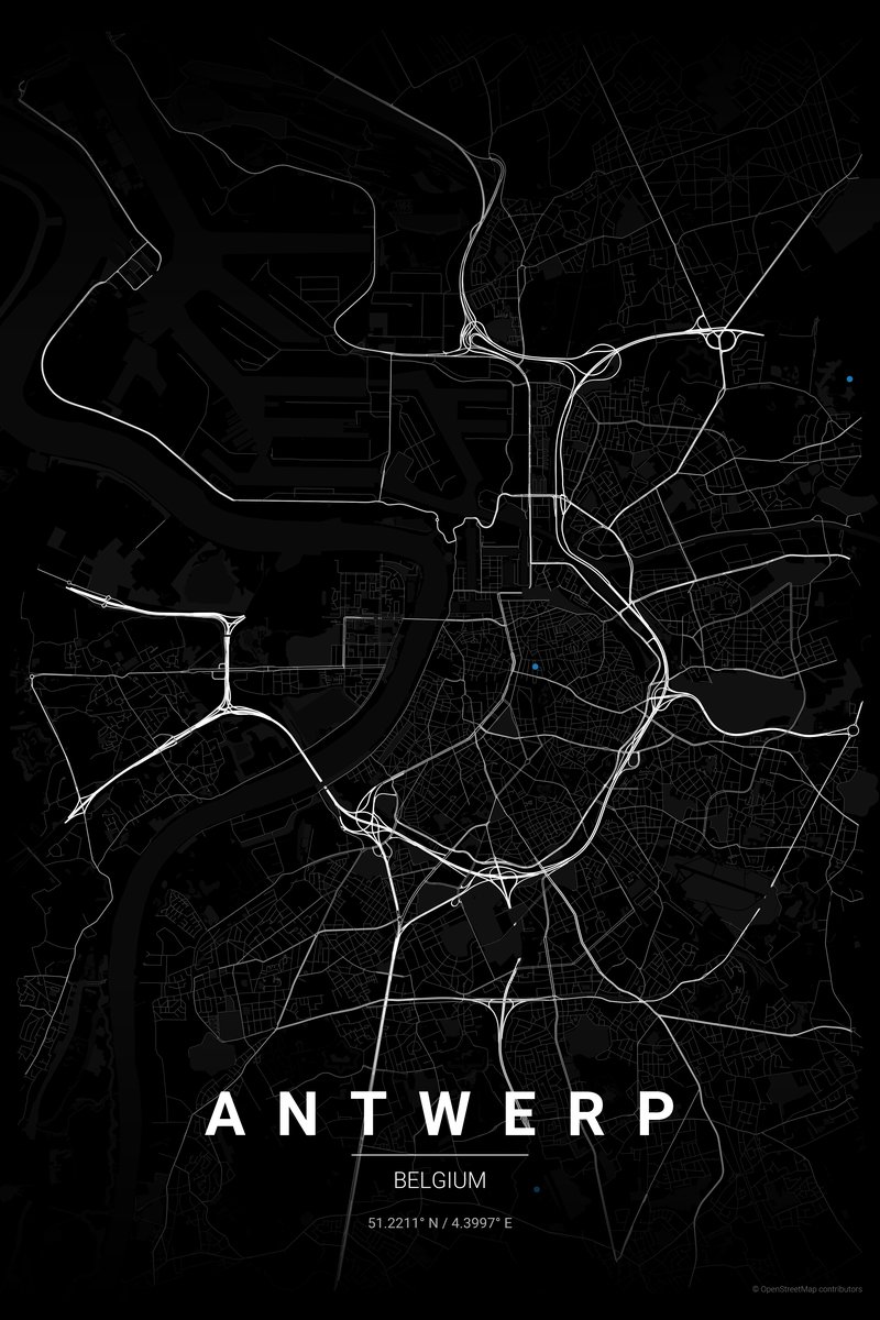 Antwerp Noir map poster — print