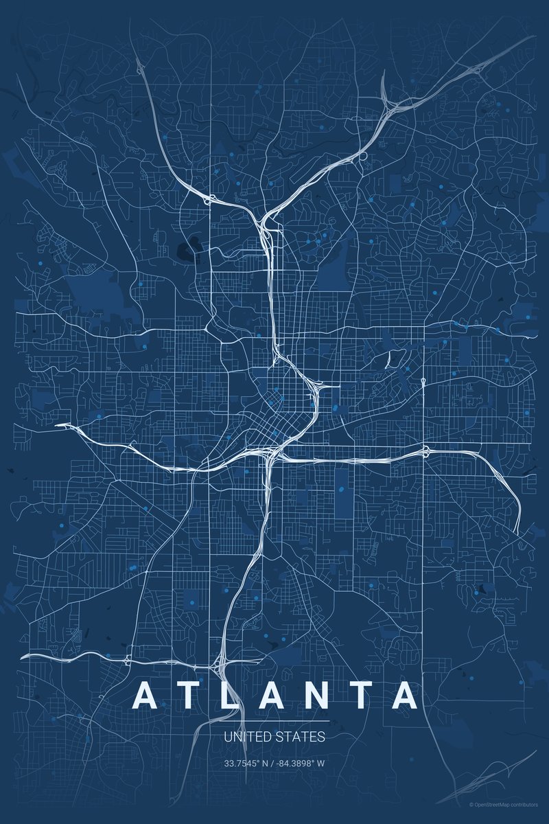 Atlanta Blueprint map poster — print