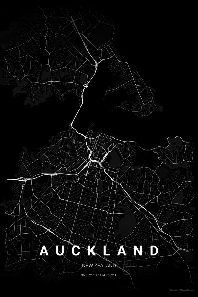 Auckland Noir map poster — print