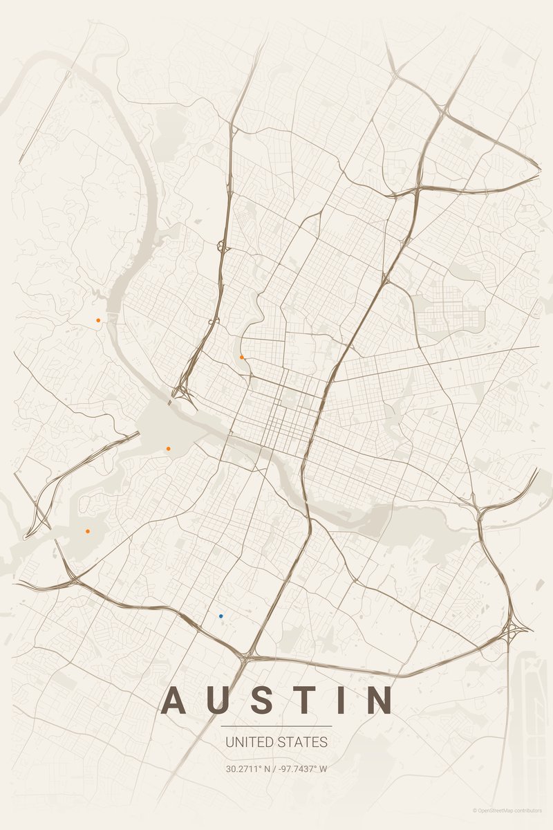 Austin Linen map poster — print