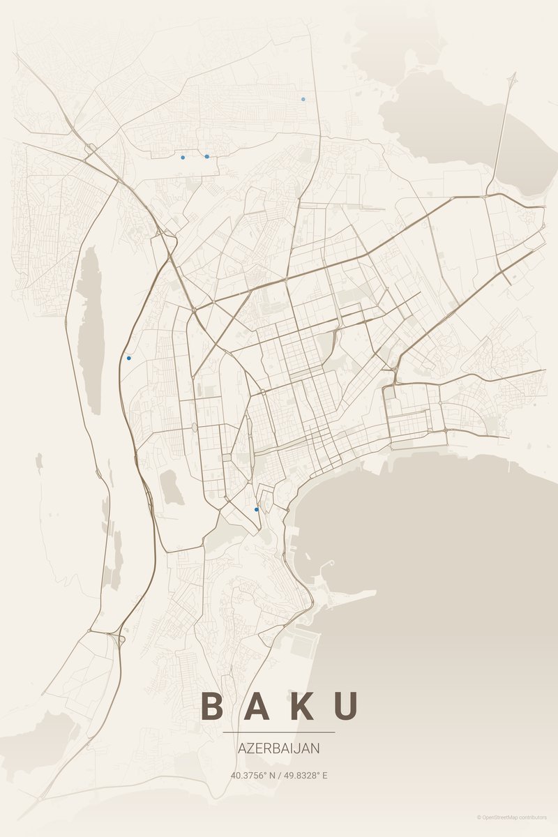Baku Linen map poster — print