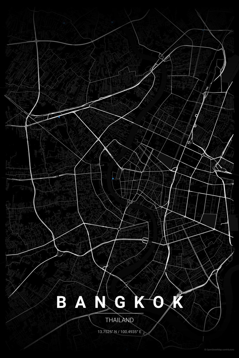 Bangkok Noir map poster — print