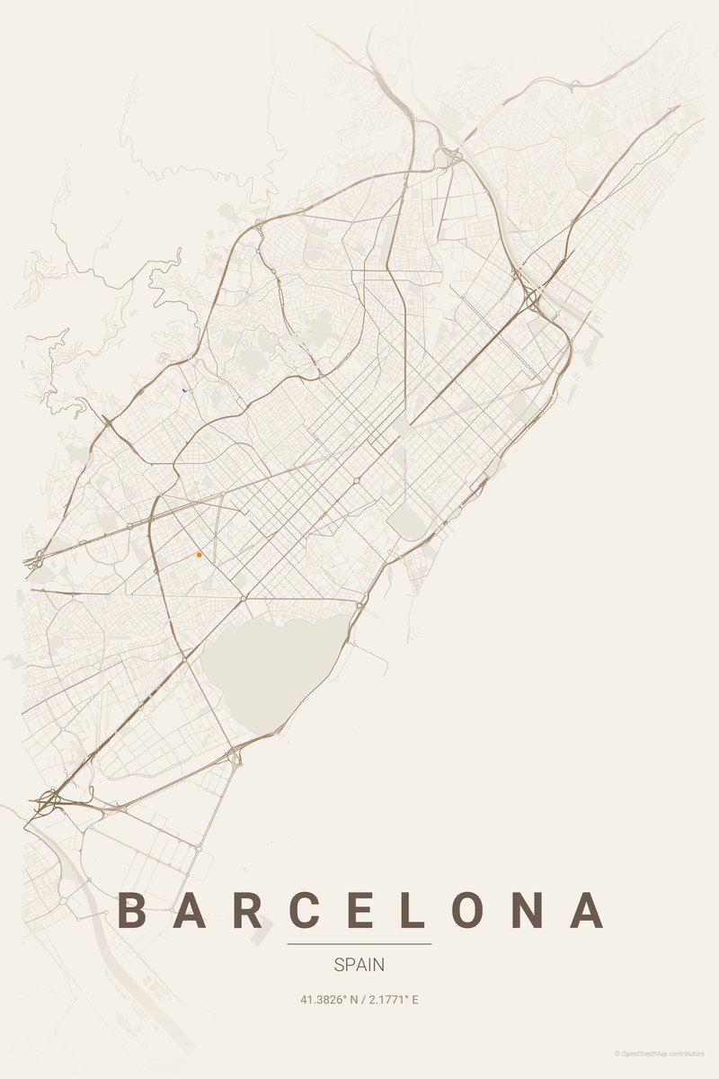 Barcelona Linen map poster — print