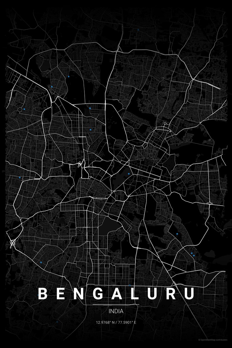 Bengaluru Noir map poster — print