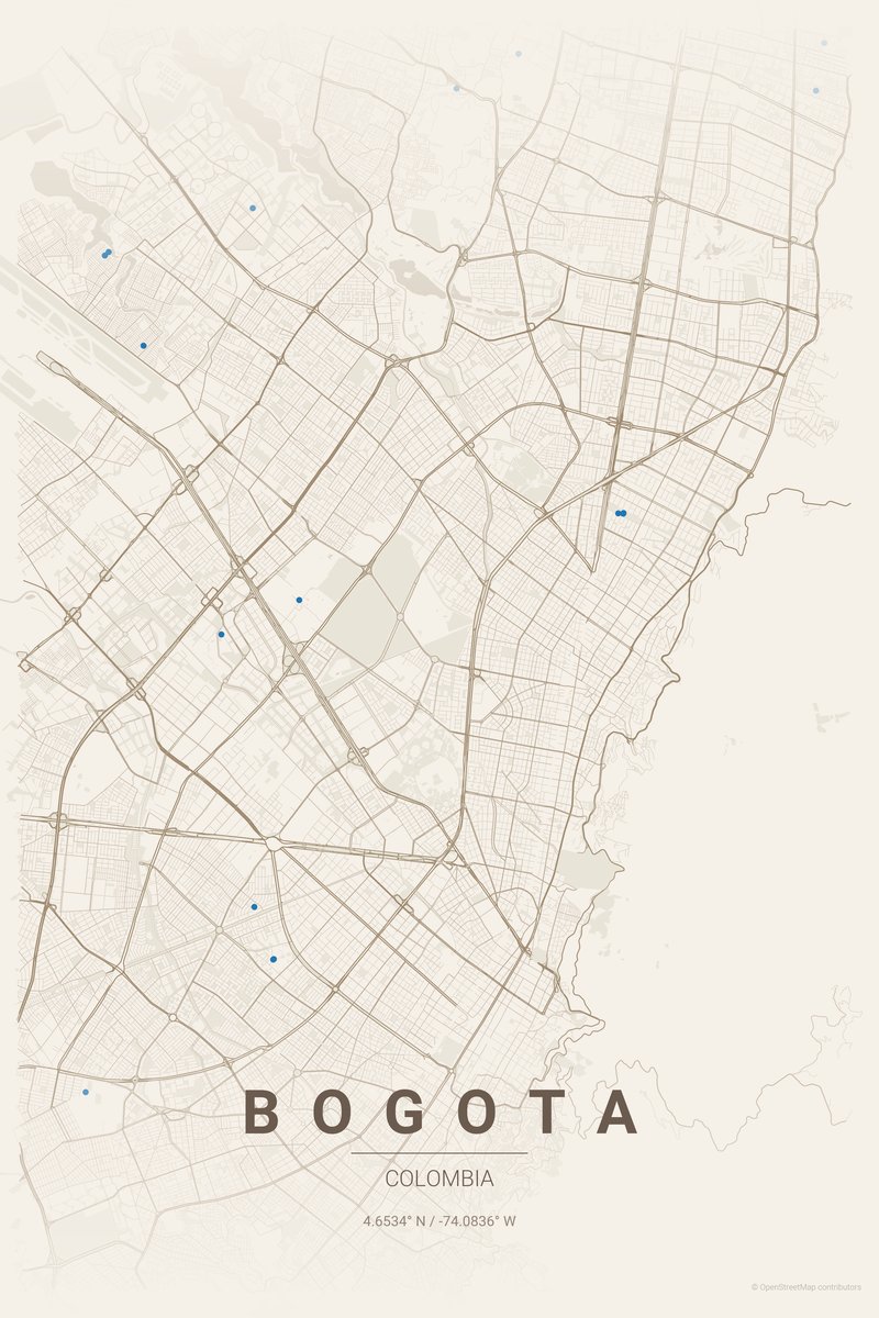 Bogota Linen map poster — print