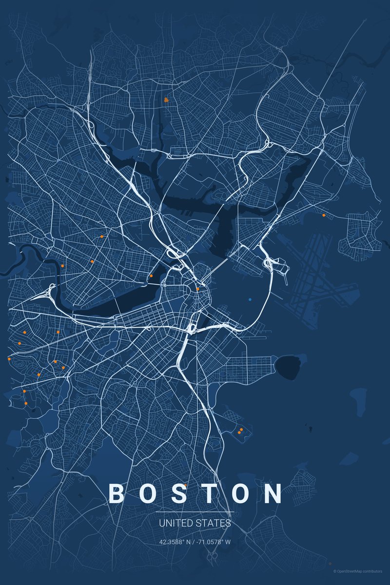 Boston Blueprint map poster — print