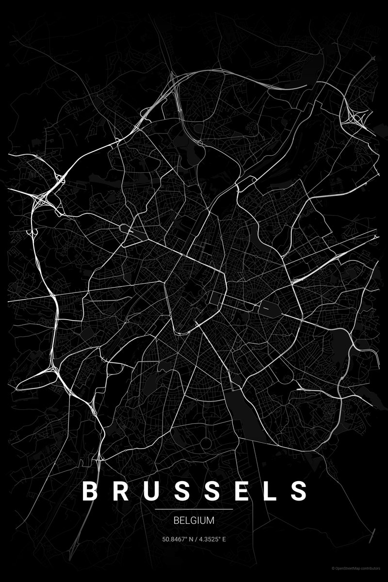 Brussels Noir map poster — print