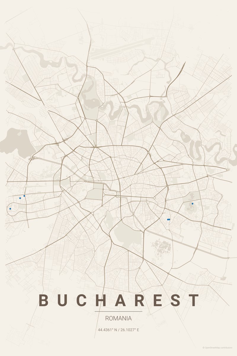 Bucharest Linen map poster — print