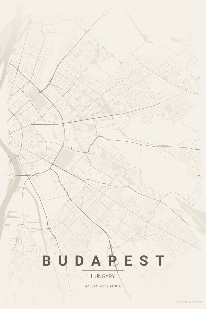 Budapest Linen map poster — print