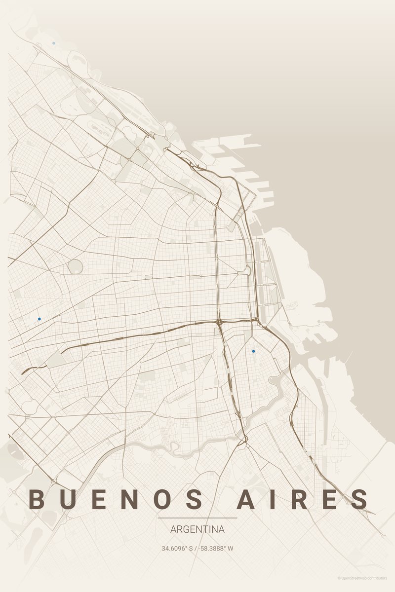Buenos Aires Linen map poster — print