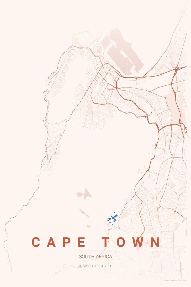 Cape Town Sunset map poster — print